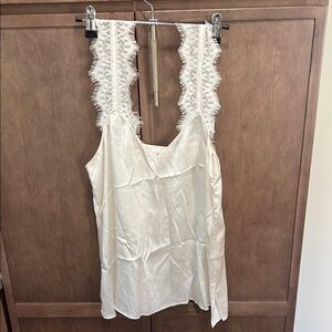 Cami NYC Cream Satin Lace Tank